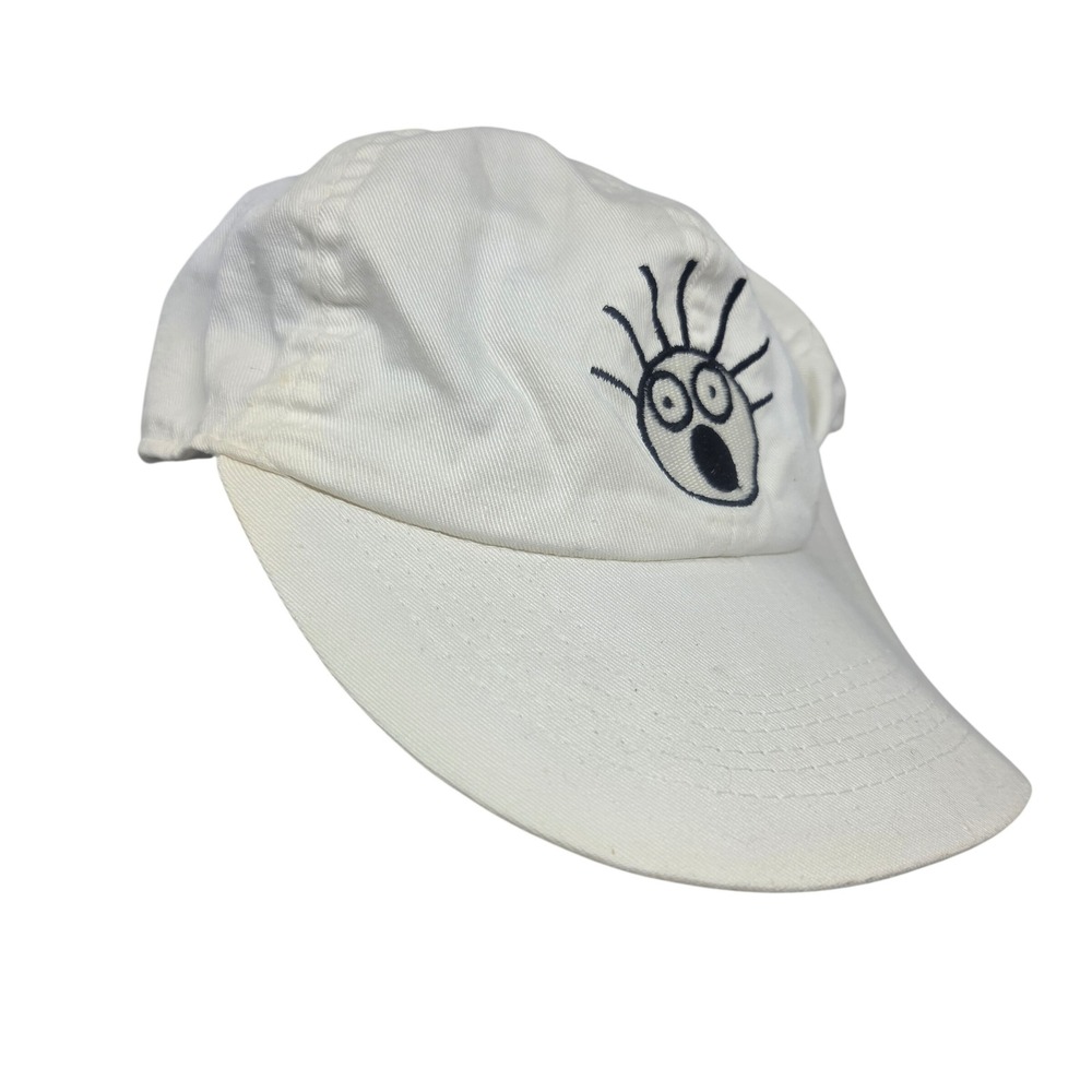 Scared Guy Vtg 90's Baseball Cap Women OS White Embroidered Character Hat Retro